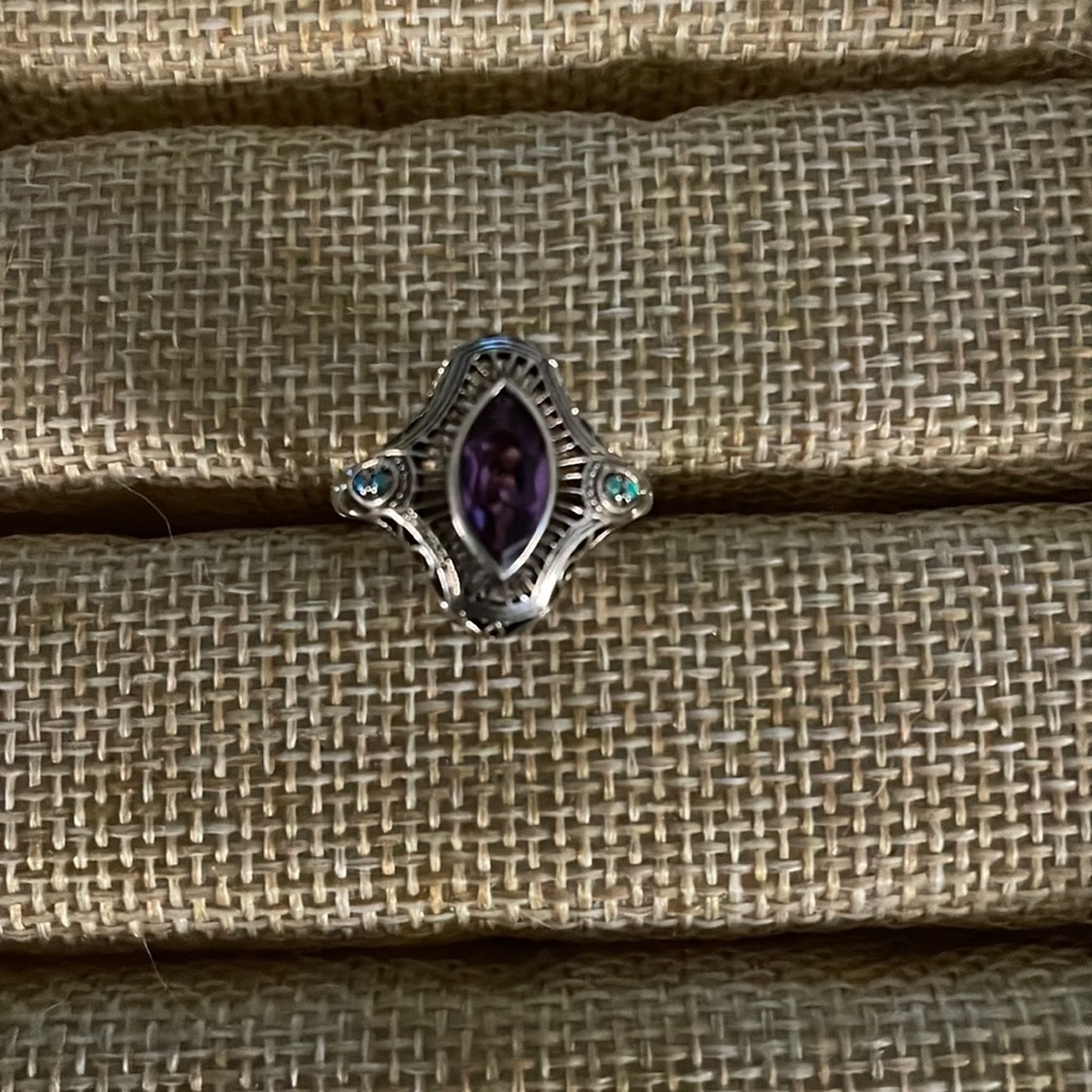 Amethyst and tiny Opal ring